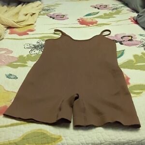 Brown Ribbed Sleeveless Romper